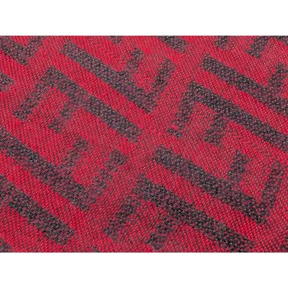 Red Black Pattern Scarf Woven Tassel Rectangular - Picture 4 of 4
